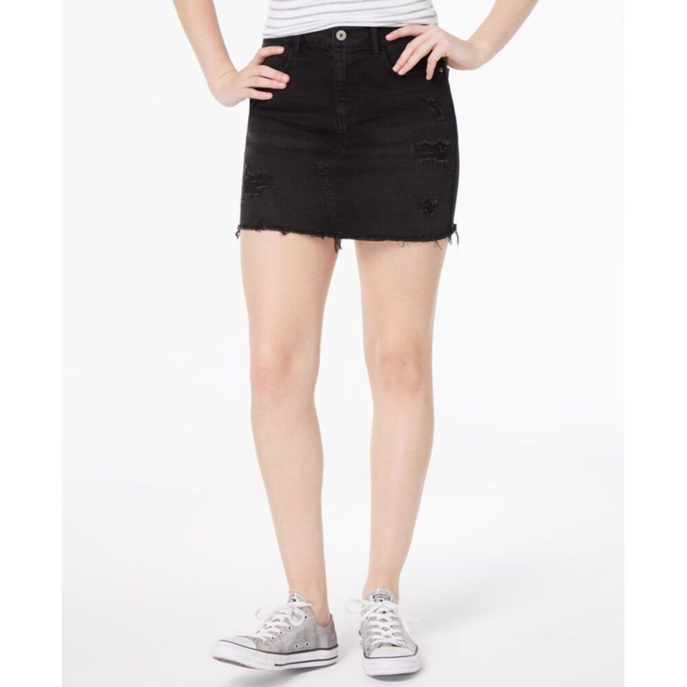Vanilla Star Juniors Ripped Denim Mini Skirt